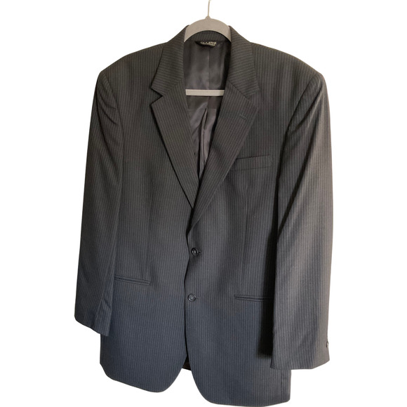 Jos A Bank Men's 42L Suit Coat Slim Fit Black Pinstripe Wool Blend Business - Picture 1 of 10